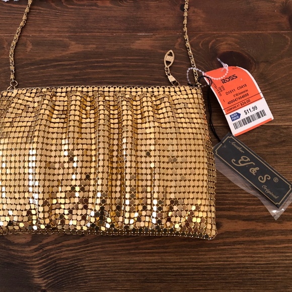NEW Y&S Gold Metal Mesh with a Strap Evening Purse - Picture 2 of 3